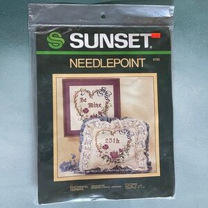 Sunset Needlepoint Kit Sentimental Heart Keepsake 10” by 10" Vintage 1984